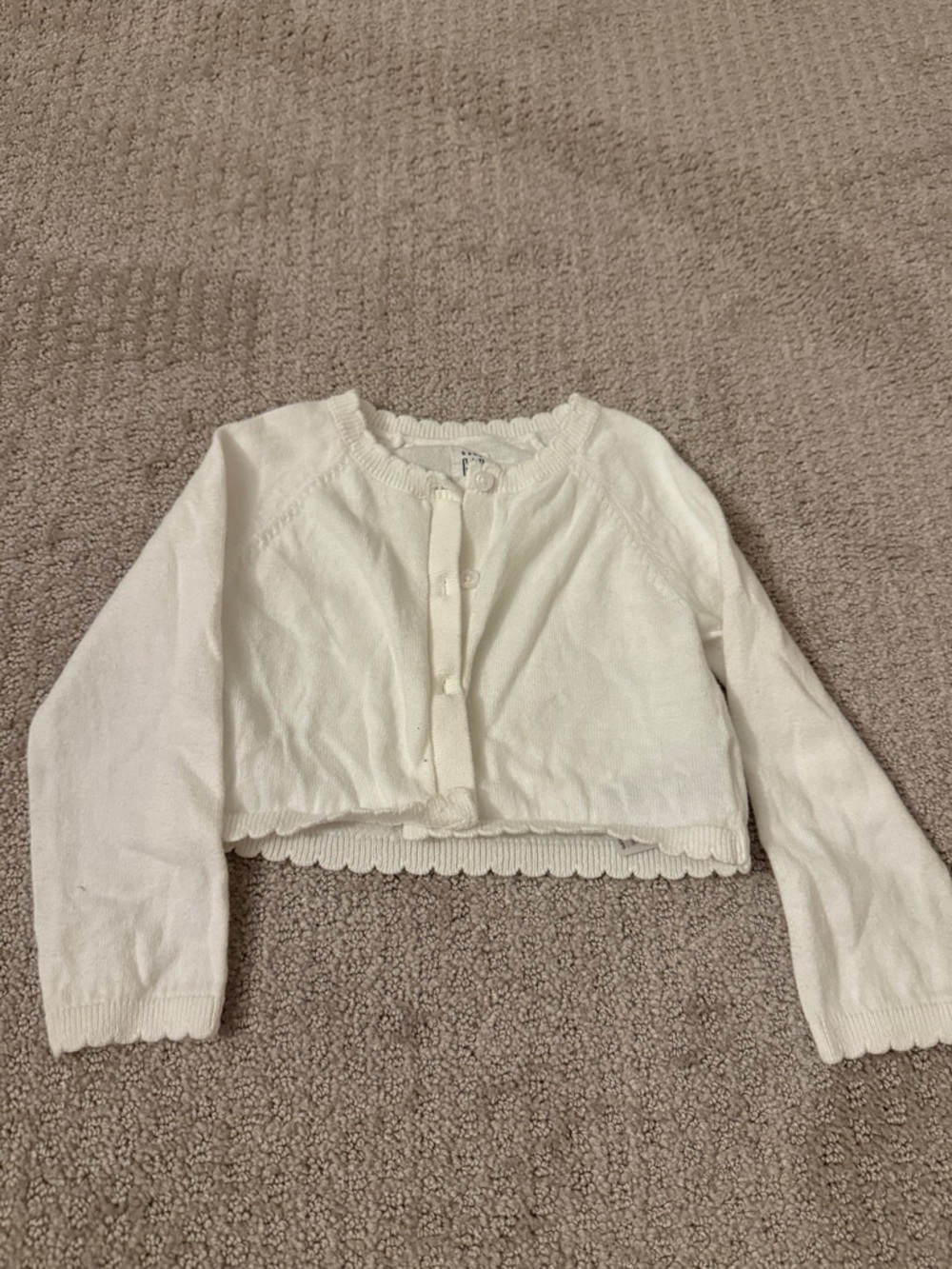 GAP Baby Cream Knit Cardigan with Scalloped Neckline